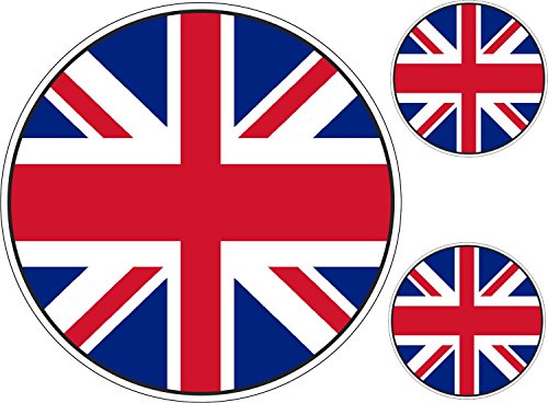 Akachafactory Set 3X Autocollant Sticker Voiture Moto Rond UK Royaume uni Drapeau Anglais