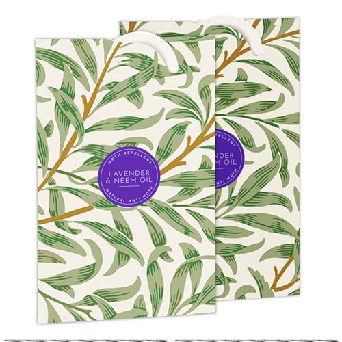 The Master Herbalist Ambientadores perfumados para Armario con diseño Willow Inspirado en William Morris | Fabricado en el Reino Unido (Aceite de Lavanda y neem, Paquete de 2)