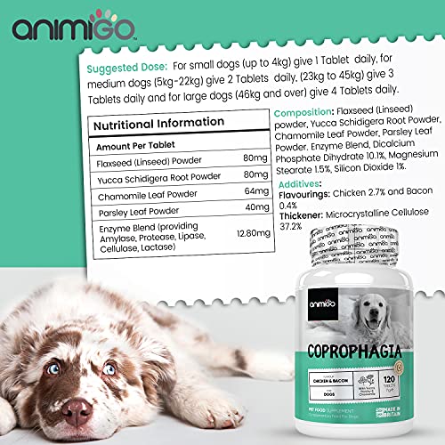Coprophagia Deterrent for Dogs - 120 Chicken-flavour Dog Stool Repellent Tablets with Probiotic & Prebiotic - Helps Stop Puppy Eating Poop, Supports Digestion & Freshens Breath - Dog Breath Freshener - Image 7