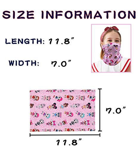 Kids Neck Gaiter Balaclava, Face Cover Bandana, Mask Toddler Half Face Protective Reusable Infinity Scarf, Headwear for Softball. Gifts for Girls. Pink Baby/Pink Unicorn, Large - Thumbnail 2