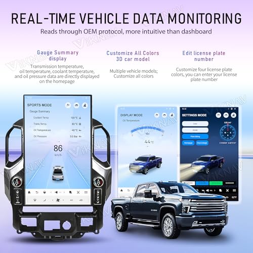 17.2 inch Touch Screen Upgrade Android Car Radio for Chevrolet Silverado GMC Sierra 2019-2024 Android 14 Car Stereo Carplay Android Auto GPS Navigation (Black) by VIKNAN - Image 5
