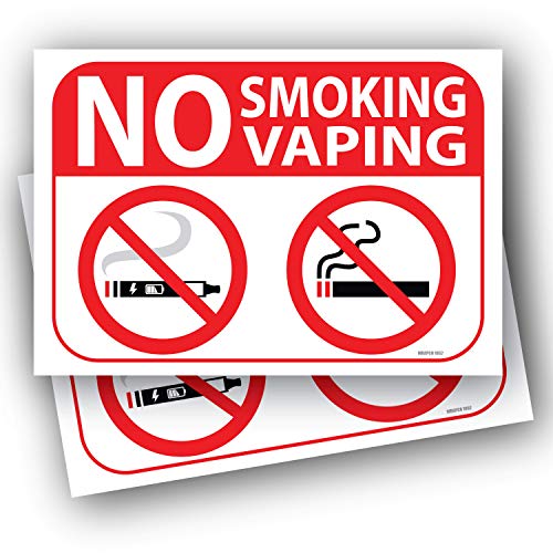 (2 pack) No Smoking Vaping Sign 7" x 10" Self Adhesive Vinyl Sticker Decal Indoor/Outdoor & Water Proof With Gloss UV Protection (7" x 10", Self Adhesive Vinyl)