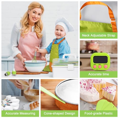 37PCS Kids Cooking Sets Real, Kids Cooking and Baking Gift Set with Storage Case Timer Kid Safe Knives Cutting Board, Toddler Real Kitchen Accessories, Birthday Gifts for Girls & Boys Age 3 - 8 — view 6