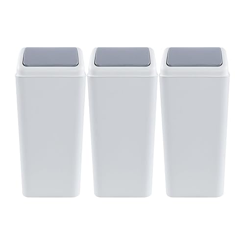 Miniatura 4 de 3 paquetes de basura de plástico de 4.5 galones con tapa abatible superior, cubo de basura para cocina, dormitorio, baño, color gris