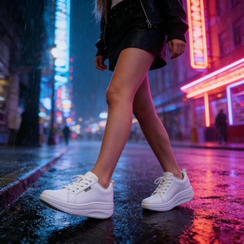Image of RUIDENG Platform Sneakers for Women Walking All Day | Slip Resistant Work Shoes for Women Comfortable | 2 Inch Thick Wedge Rocker Bottom