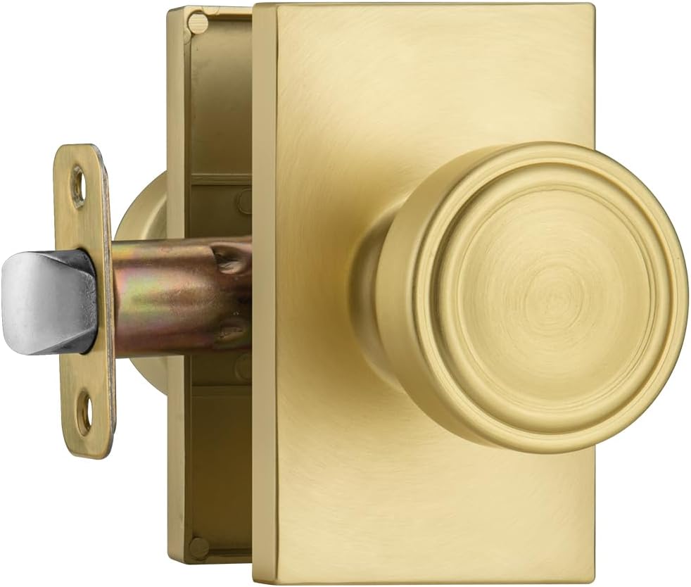 parro Gold Door Knobs Interior, Exterior Door Knobs with Deadbolt, Keyed Alike Exterior Door Lock Set