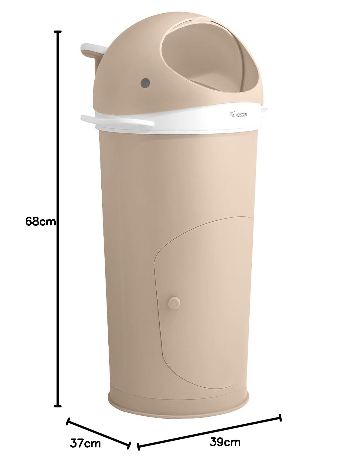 Kindsgut cestino per pannolini balena sabbia incl. foglio tubolare, antiodore grazie al doppio sportello antiodore, facile da pulire, materiali ecocompatibili, bellissimo design a balena