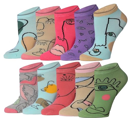 Image of Tipi Toe Women's 10 Pairs Lightweight Colorful Socks - Fun Low Cut Patterns for All-Day Comfort and Easy Everyday Style