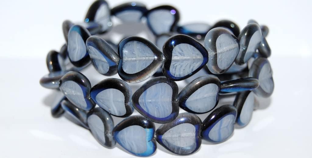 60 pcs Table Cut Heart Beads, 95810 Travertin (95810 86800), Glass, Czech Republic, Size 16 x 15 mm (0.63 x 0.59 in)