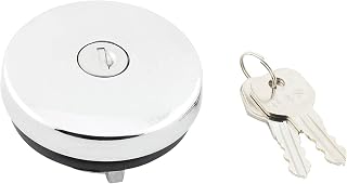United Pacific S1301 Triple Chrome Vented Locking Gas Cap w/2 Keys for Various 1947-71 Chevy & Ford Vehicles, All Metal Cap – One Cap w/2 Keys