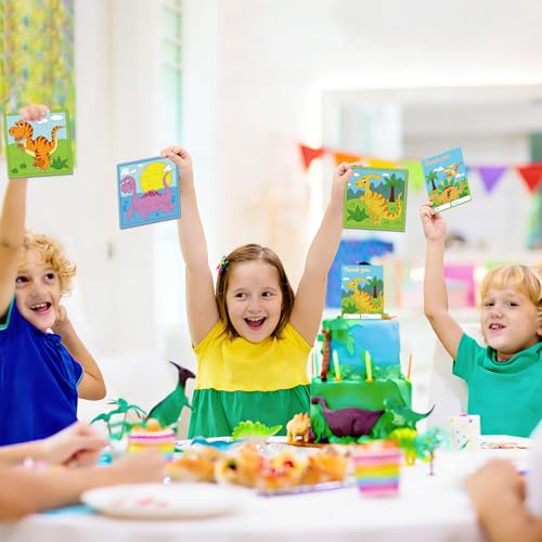 Fennoral 12 Pack Dinosaur Craft Kit for Kids Classroom Color Your Own Dinosaur Jigsaw Puzzles with Card DIY Coloring Dinosaur Craft Kit Art Activities Birthday Gifts Party Favor Supplies - Image 5