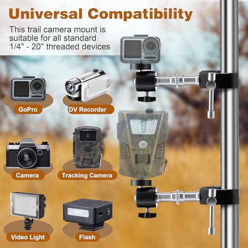 Image of 2PCS T Post Trail Camera Mounts, Trail Camera Mounting Bracket | Trail Camera Holder for Hunting, Adjustable Trailcam Mount, 360 Flexible Adjustment, Easy Installation, Wide Compatibility