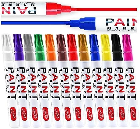 Artsunlvy 12 Colors Paint Markers Oil Based,Waterproof Paint Pens Set for Rocks,Glass, Metal, Ceramic,Wood,Car Tyre Tire (12 Colors)