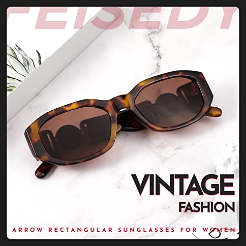 Image of FEISEDY Retro Trendy Rectangle Sunglasses Women Men Narrow Shades B2322 | |Vintage Shades |UV400 Protection |Blocks Glare |Women & Men |Comes With A Storage Case