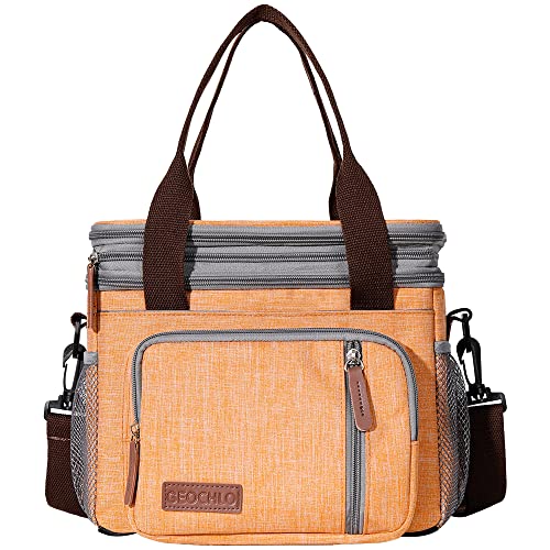 Geochlo Insulated Lunch Bag For Women Men, Lunch Box Leakproof Cooler Tote With Shoulder Strap For Work Picnic School (Light Orange) #TOP24