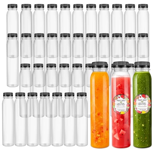 40 Pack PET 12oz Juice Bottles with Lids & Labels, Beverage Containers by Barafat - Used condition - US$17.10