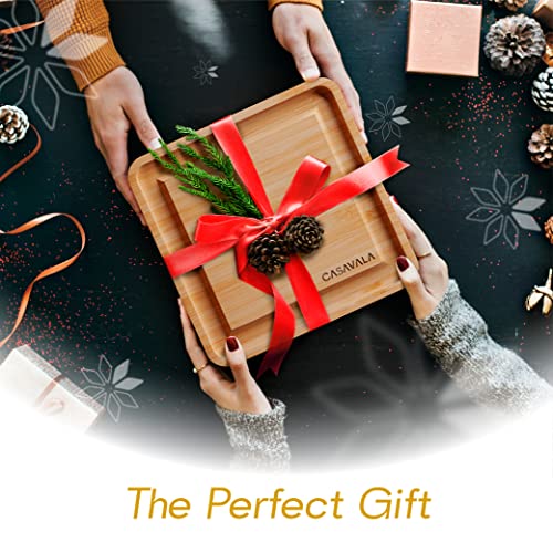 Bamboo Cheese Board Set - Premium Cheeseboard Gift Set - Includes 4 Cheese Knives & 10 Cheese Forks- Charcuterie Board Set, Fruit, Cured Meat Serving Platter With Drawer- Ideal For Parties & Events #TOP1