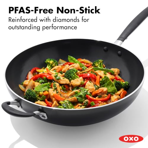 Image of OXO 14 inch Non-Stick Every Day Wok Pan, BPA-Free Silicone Handle, Stir-Fry Skillet, Dishwasher & Oven Safe, Black