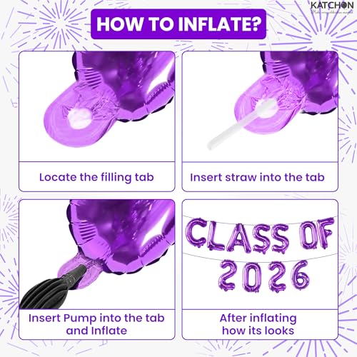 Image of KatchOn, Purple Class of 2026 Balloons - 16 Inch | Graduation Balloons Banners for Class of 2026 Decorations | Purple Graduation Decorations 2026, Grad Party Decor | Graduation Party Supplies