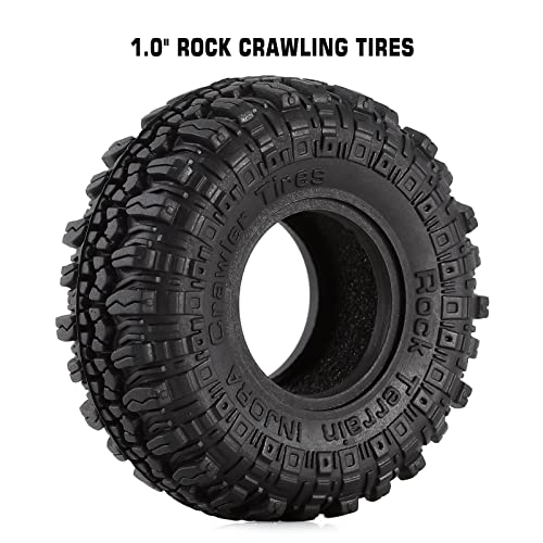 Injora 1.0 Tires Soft Rubber Crawler Wheel Tires For 1/18 Trx4M Scx24 Gladiator Bronco C10 Jlu Deadbolt B17 Axial 1/24 1/18 Tracked Car,4Pcs,T1005 #TOP2