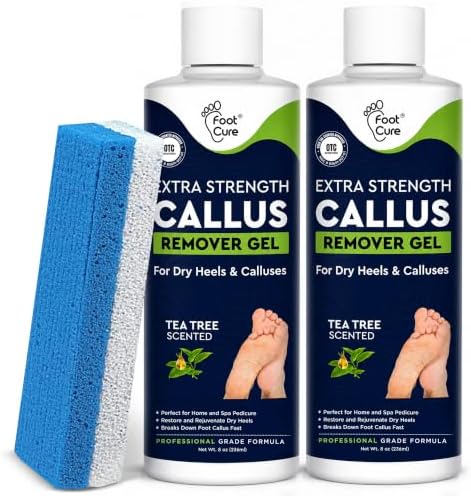 EXTRA STRENGTH Callus Remover Gel For Feet - Made In USA, Professional Foot Scrubber To Remove Calluses and Dead Skin on Heel, Exfoliator and Softener, Pedicure Supplies Fix Dry Cracked Peeling Heels (2 Pack)