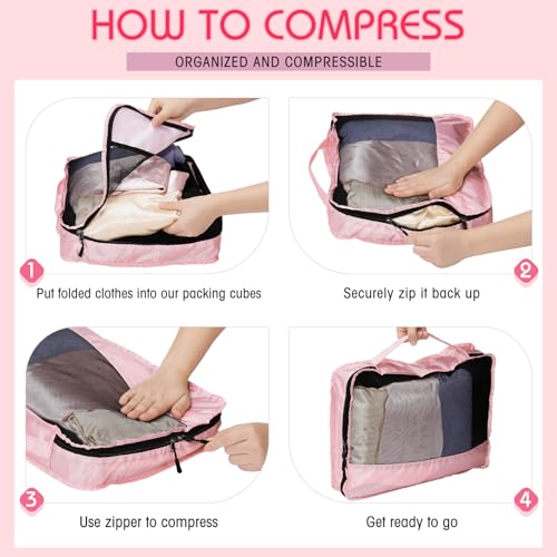 Bulyoou Packing Cubes for Suitcase Large Organizer Bags,S,Pink by Bulyoou - Used condition - Image 3