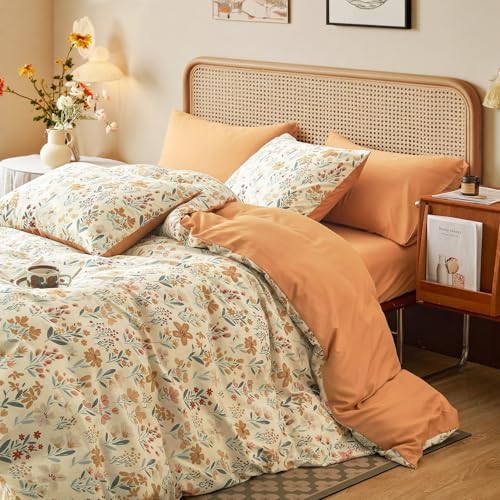Sedefen Bettwäsche 135x200 Gestreift Braun Vintage,Aesthetic Leopardenmuster ÖKO-TEX Leo Bettwäsche Set aus Microfaser - Leoparden Bettbezug mit Reißverschluss und 1 Kissenbezug 80x80 cm