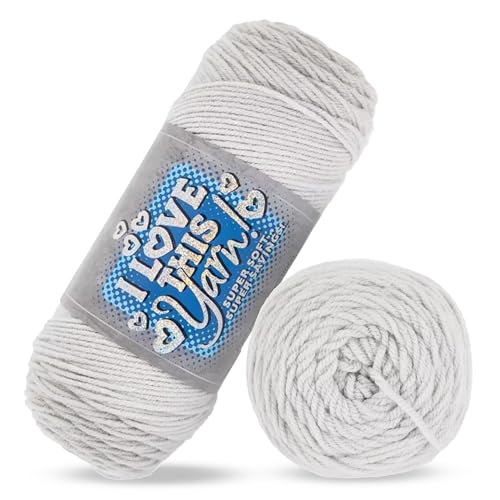 Image of Hobby Lobby I Love This Yarn, 100% Acrylic, 190 Light Gray | 4 Medium Weight, 355 Yards Per Skein, For Crocheting & Knitting