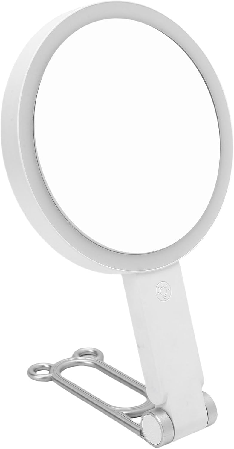 Lighted Makeup Mirror, 1X 30X Magnifying LED Vanity Mirror with Adjustable Color Light & Stepless Dimming, Ideal for Travel Home Use (White with Ear Style 30X)