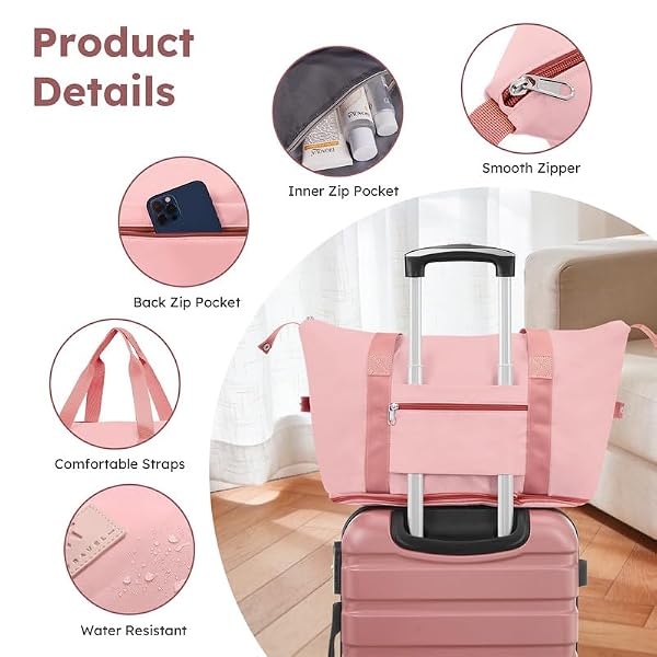 Suitour Carry On Luggage Set 22x14x9 Airline Approved Luggage Sets 4 Piece, ABS Hardside 20inch Suitcase with 360°Spinner Wheels Lightweight Travel Suitcase Sets(Rose Gold) by Suitour - Used condition - Image 3