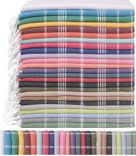 HAVLULAND New Look Turkish 100% Cotton Towel, Prewashed Lightweight Modern Without Bad Odor, Take IT for Pool,Bath, Beach, Spa,Sauna, Hammam, Gym, Kayaking Travel, All Lake Activities 6 Count