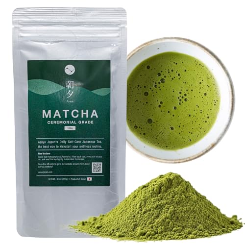 Asayu Japan Polvo de Matcha Ceremonial Premium - Té Verde Japonés Auténtico para Ceremonia del Té, Antioxidante Natural, Energizante (Bolsa (100g))