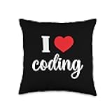 CODING LOVER OUTFIT I Love Coding, PROGRAMING Lover Throw Pillow, 16x16, Multicolor
