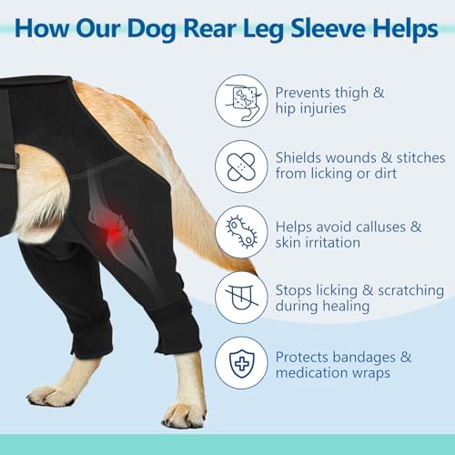Image of Dog Rear Leg Sleeve to Stop Licking, Breathable Anti-Slip Recovery Sleeve Pants for Wound Protection After ACL /TPLO Surgery, Hot Spots, Lick Granulomas-Cone Alternative for Leg Healing,XS
