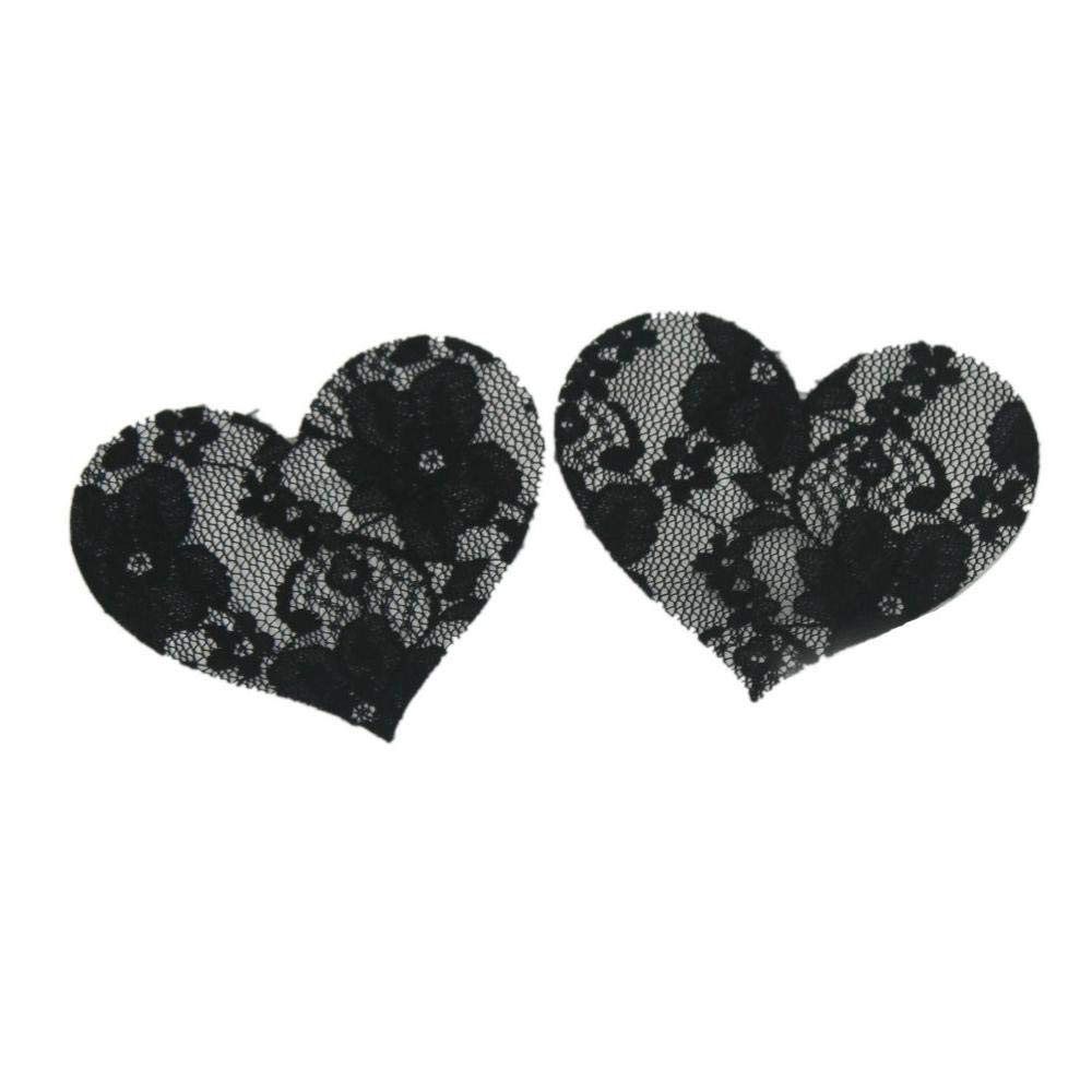 MVNTOO Cheap Black Heart lace Pads Body Breasts Stickers Women's Girl's Heart Adhesive Nipple Covers Disposable unbra S-exy Girl Lover Game Black OneSize