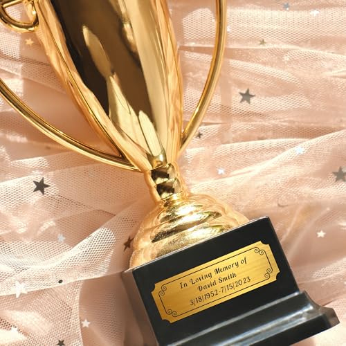 Image of Engraved Name Plates, 1 inch x 3 inch Personalized Name Plate, Trophy Plates Engraved, Brass Plaque, Custom Name Plate for Urn, Brass Name Plates with Adhesive Backing(Black, 3x1 in)