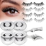 QUEWEL Magnetic Eyelashes 4 Pair Reusable Magnetic Eyelashes with Applicator No Glue Needed Eyelashes Natural Look Lash Clusters Kit Easy to Wear and Remove(4 Pairs-B05)