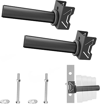 Stainless Steel Sleeve Weight Plate Holder for Power Rack Choose 22 or 33 Uprights Fits 5/8" to 1" Holes 300lbs Capacity, Heavy-Duty Steel Peg with Stainless Cover, Pair