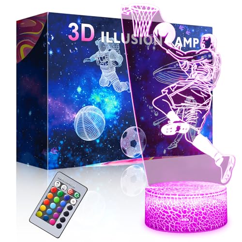 Lámpara de Noche 3D Basketball Man con Control Remoto