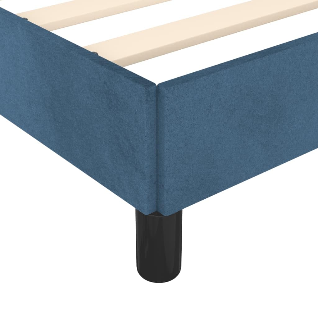 Dunkelblaues Samt Bettgestell 140x190 cm, höhenverstellbares Kopfteil, Stabiler Holzrahmen, für Schlafzimmer Möbel, Komfortables Platform Bett