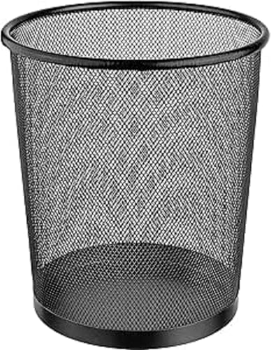 Lixeira de Metal Redonda, Capacidade de 8.5L, Cor Preta, Ordene