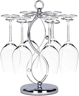 Soriace® Stainless Steel Wine Glass Hanger, Elegant Glass Drying Rack/Wine Glasses Rack/Stemware Holder Storage with 6 Hooks for Multiple Uses, Silver