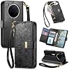 Funda Tipo Billetera con Cremallera, Doble Portatarjetas, Soporte y Cierre Magnético para Vivo X100 5G, Negro 2