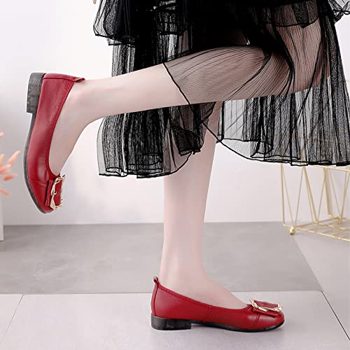 Ballerines cuir véritable mode boucle métal souple plat escarpins ANUFER