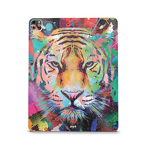 Image of MightySkins Carbon Fiber Skin Compatible with Apple iPad Pro 12.9 inch M2 6th Gen (2022) Full Wrap Kit - Neon Tiger | Protective, Durable Textured Carbon Fiber Finish | Easy to Apply | Made in The USA