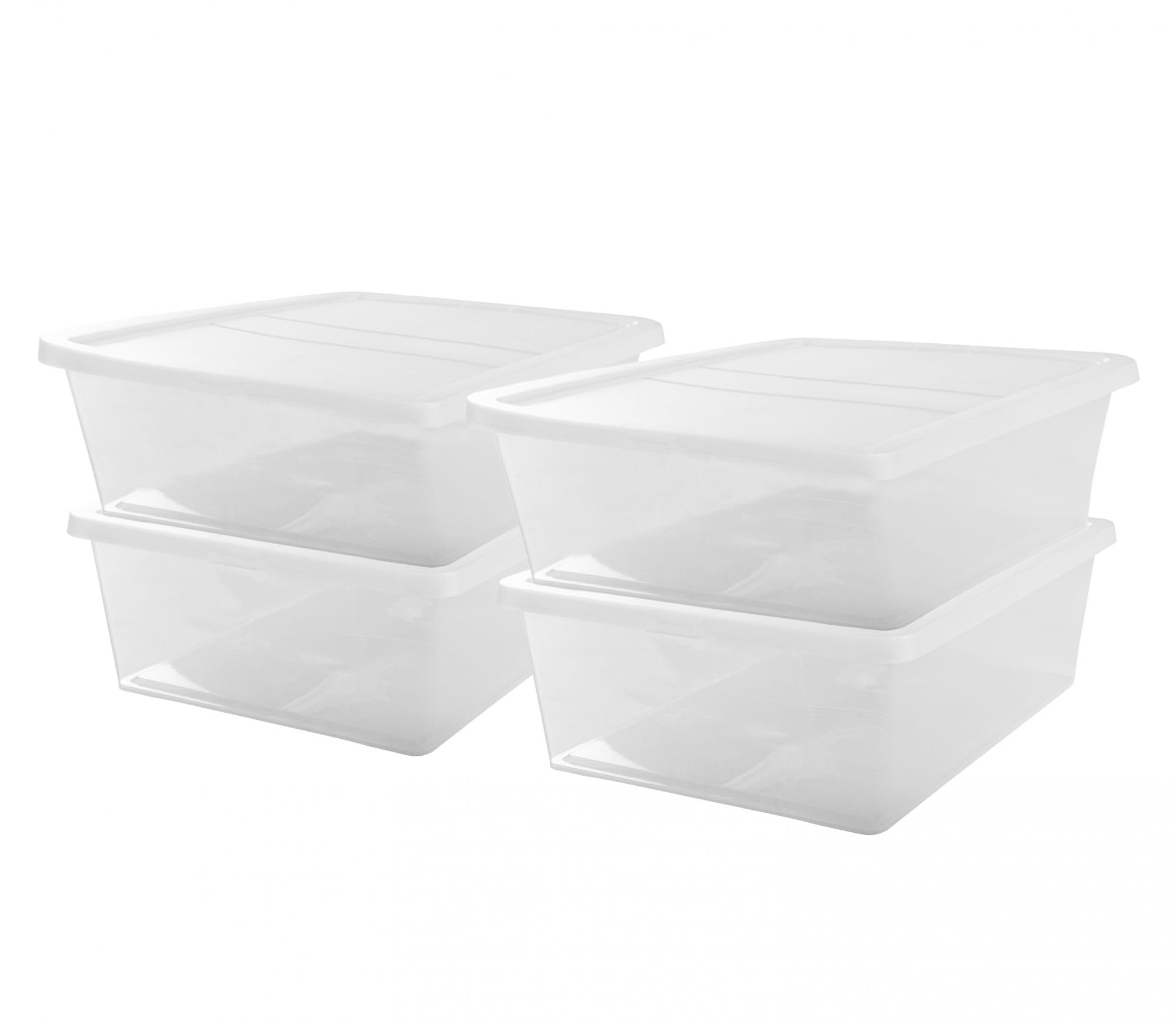 Iris Ohyama, Set aus 4 Aufbewahrungsboxen mit Deckel NCB-28 - 4x 28 L - L54 x B39.5 x H17 cm - Transparent
