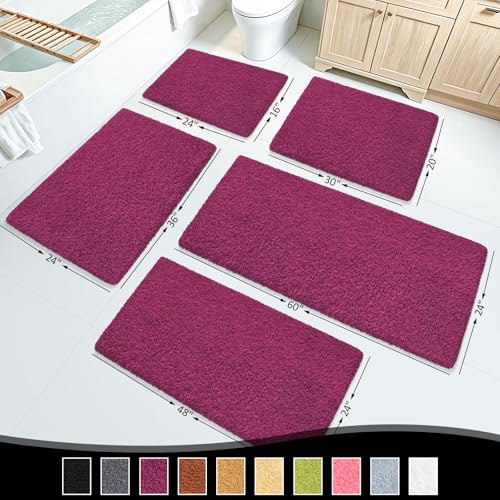 ATRUG Bathroom Rugs 30"x20", Extra Soft Absorbent Plush Bath Mat Rubber Backing Quick Dry, Machine Washable Bath Mats for Bathroom Tub, Floor, Shower, Bedroom, Burgundy by ATRUG - Used condition - Image 2