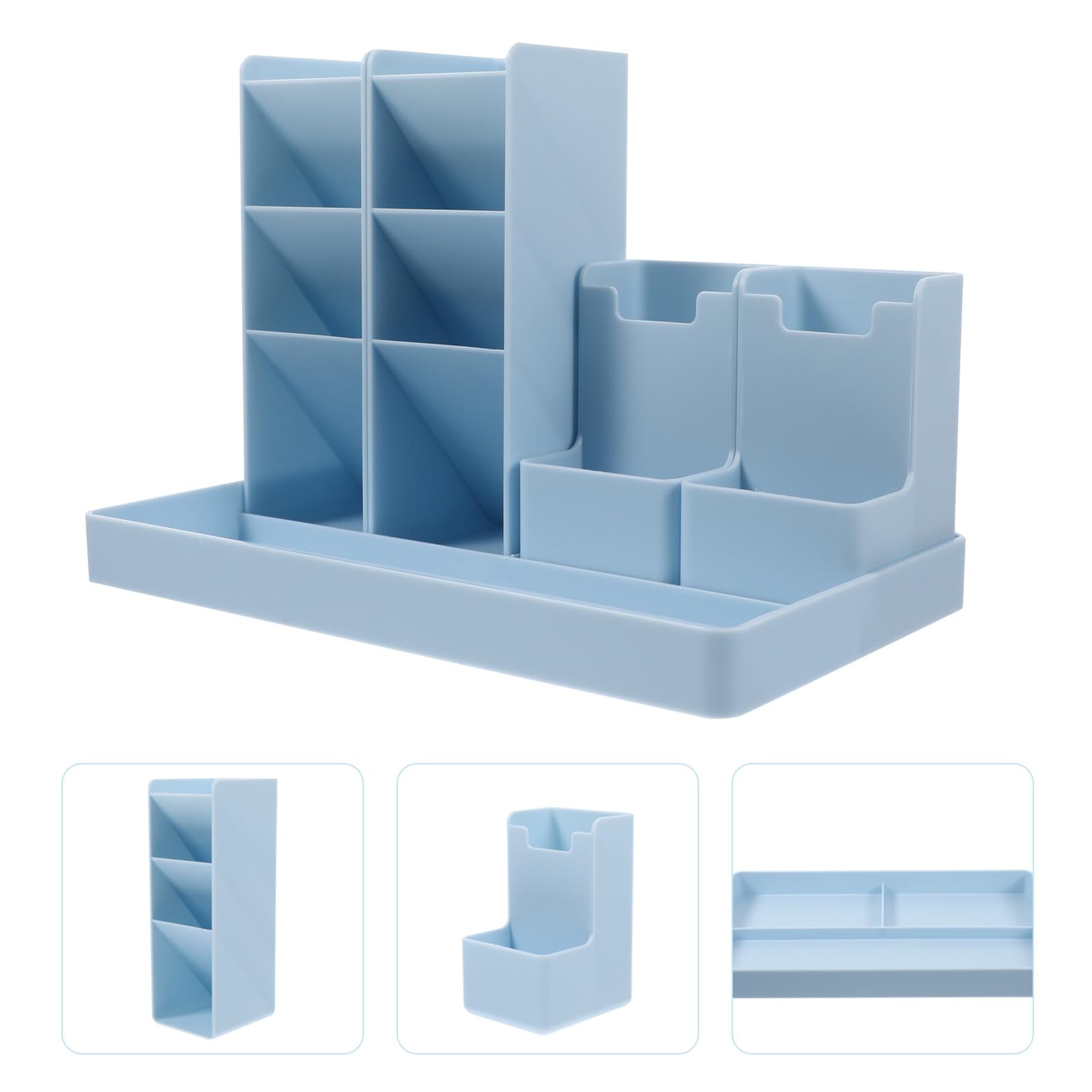 Portalápices y de Abs Vertical Azul Compartimentos Variados Organizador de Bolígrafos y Papelería Espacio de Trabajo Elegante y Funcional para Oficina, Escuela