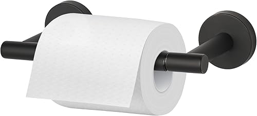 Miniatura 1 de Newfun Soporte de papel higiénico negro mate, SUS 304 de acero inoxidable ajustable, doble poste pivotante, soporte de pared para baño
