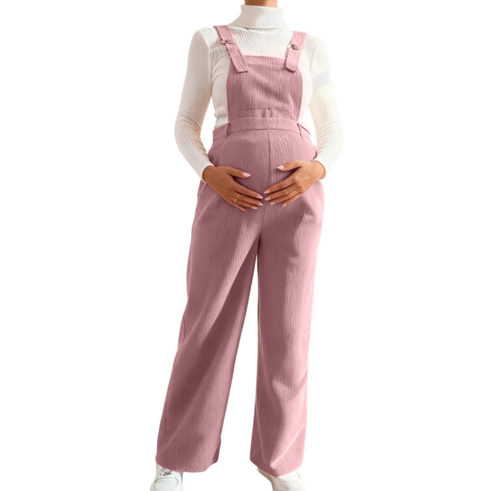 Salopette Premaman Donna Invernale, Tuta Premaman Donna Elegante con Tasche Morbida Comode Larga Taglie per Casual, Gravidanza, Lavoro, Salotto